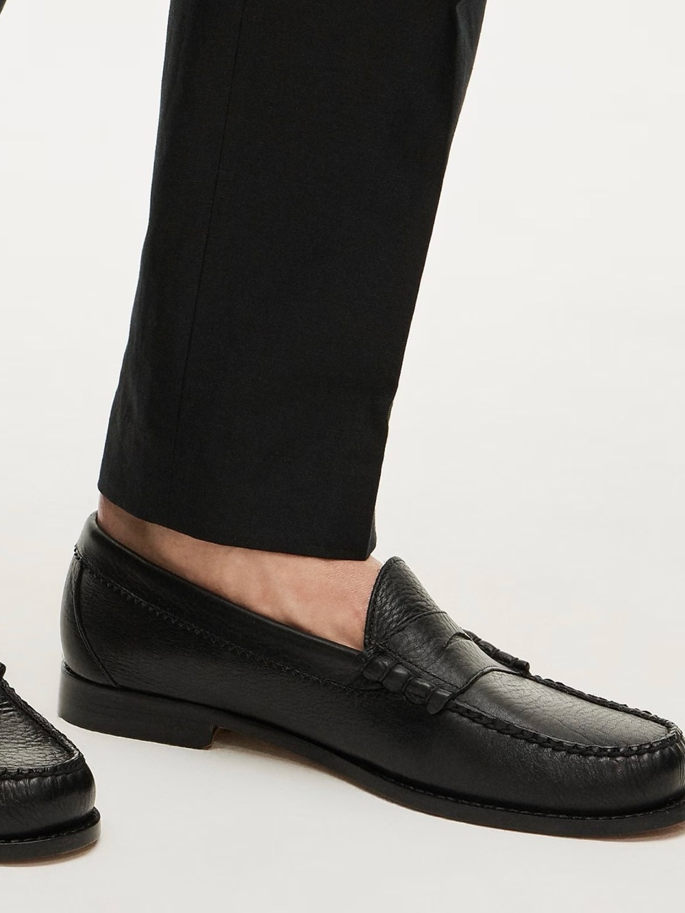 J CREW Camden Tumbled Black Leather Loafers with Leather Soles 8,5 size